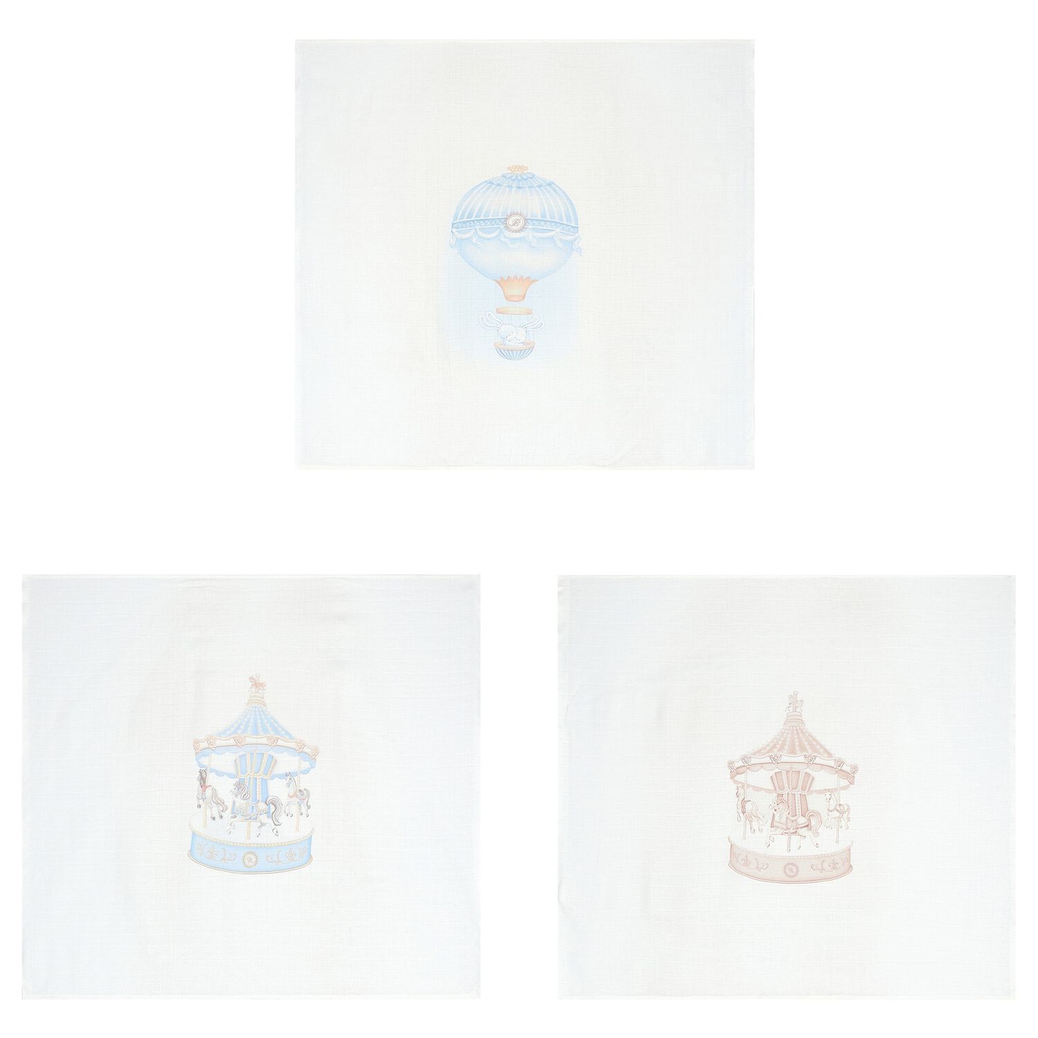 Baby Boys White, Beige & Blue Muslin Swaddles (3-Pack), 8, hi-res