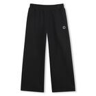 Girls Black Boke Flower Logo Trousers, 1, hi-res