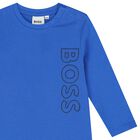 Younger Boys Blue Logo Long Sleeve Top, 2, hi-res