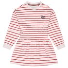 Girls Pink & Red Striped Logo Dress, 2, hi-res