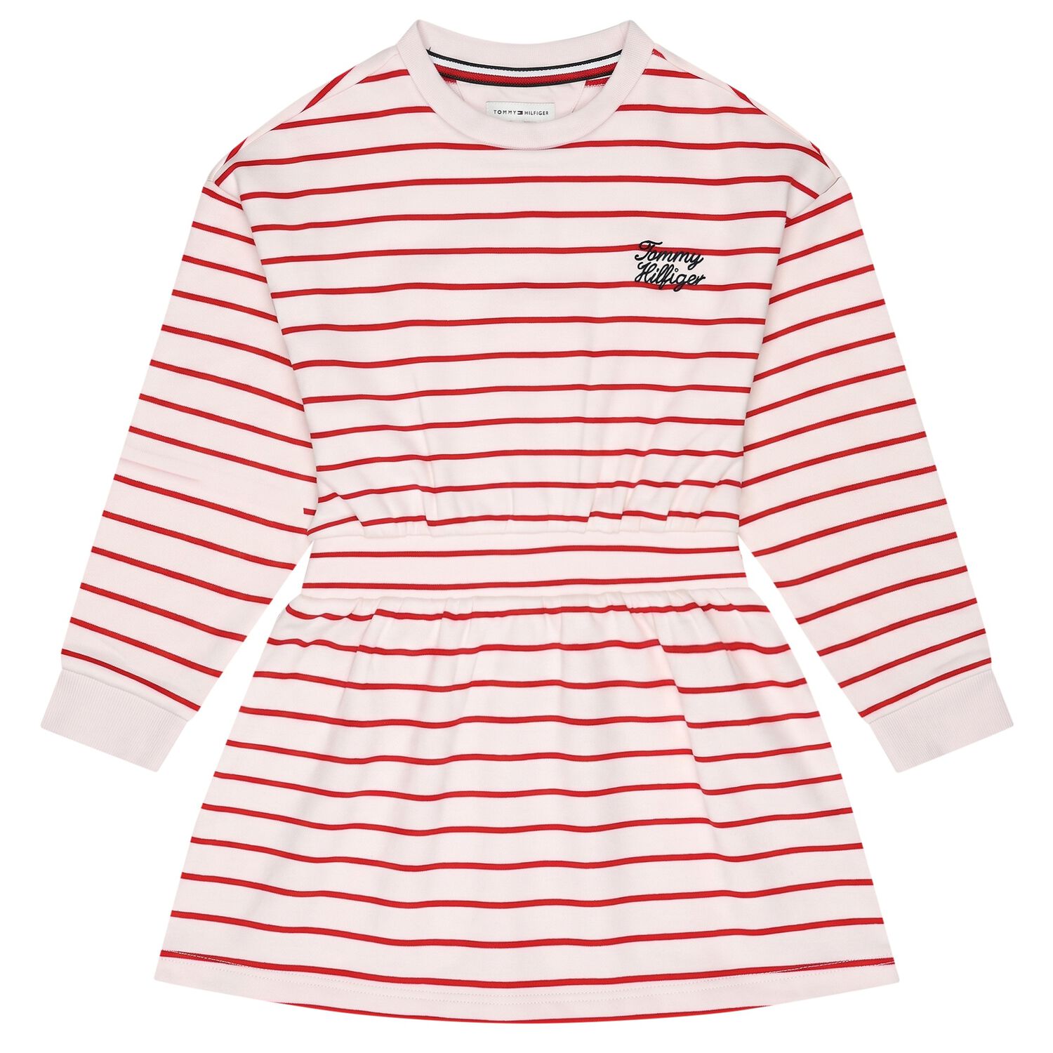 Girls Pink & Red Striped Logo Dress, 2, hi-res