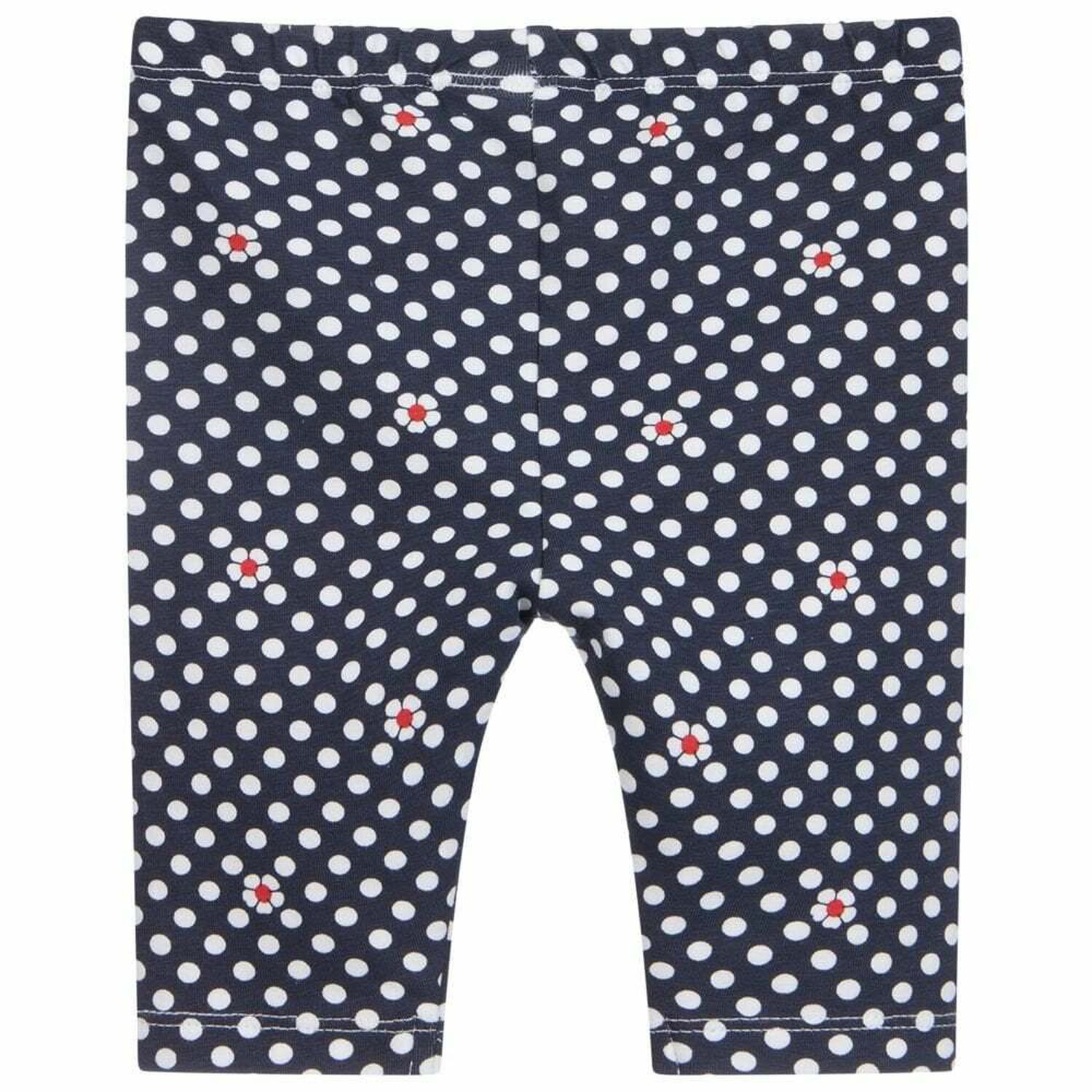 Younger Girls Navy Polka Dot Leggings, 1, hi-res