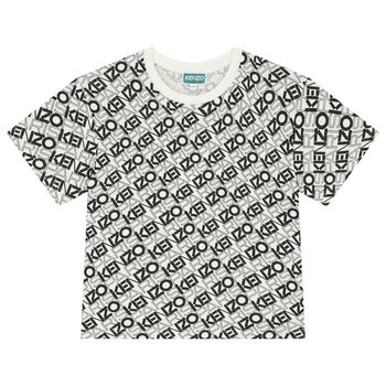KENZO KIDS Boys Ivory & Black Logo T-Shirt, 1 Boys Ivory & Black Logo T-Shirt