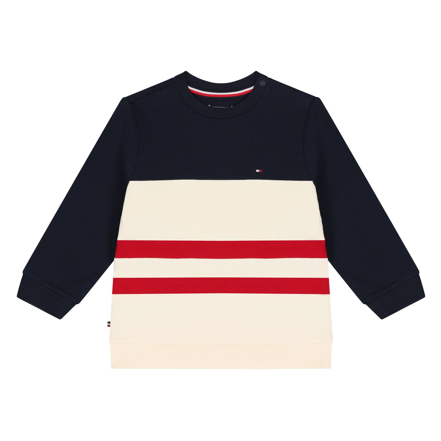 Baby Boys Beige & Navy Blue Logo Tracksuit, 1, hi-res