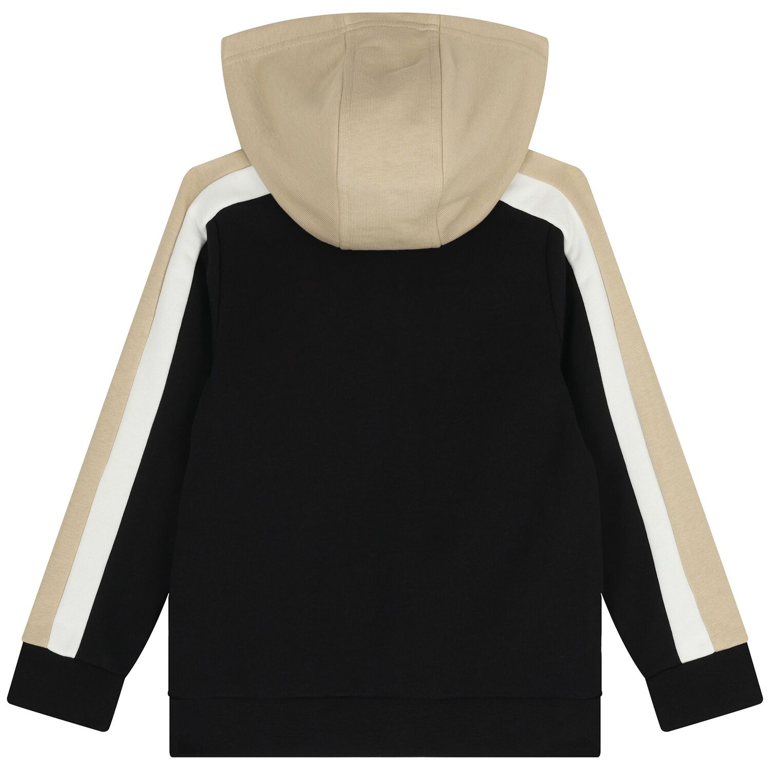 Boys Black Logo Hooded Zip Up Top, 1, hi-res