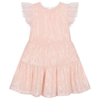 Girls Pink Chiffon Sequin Dress