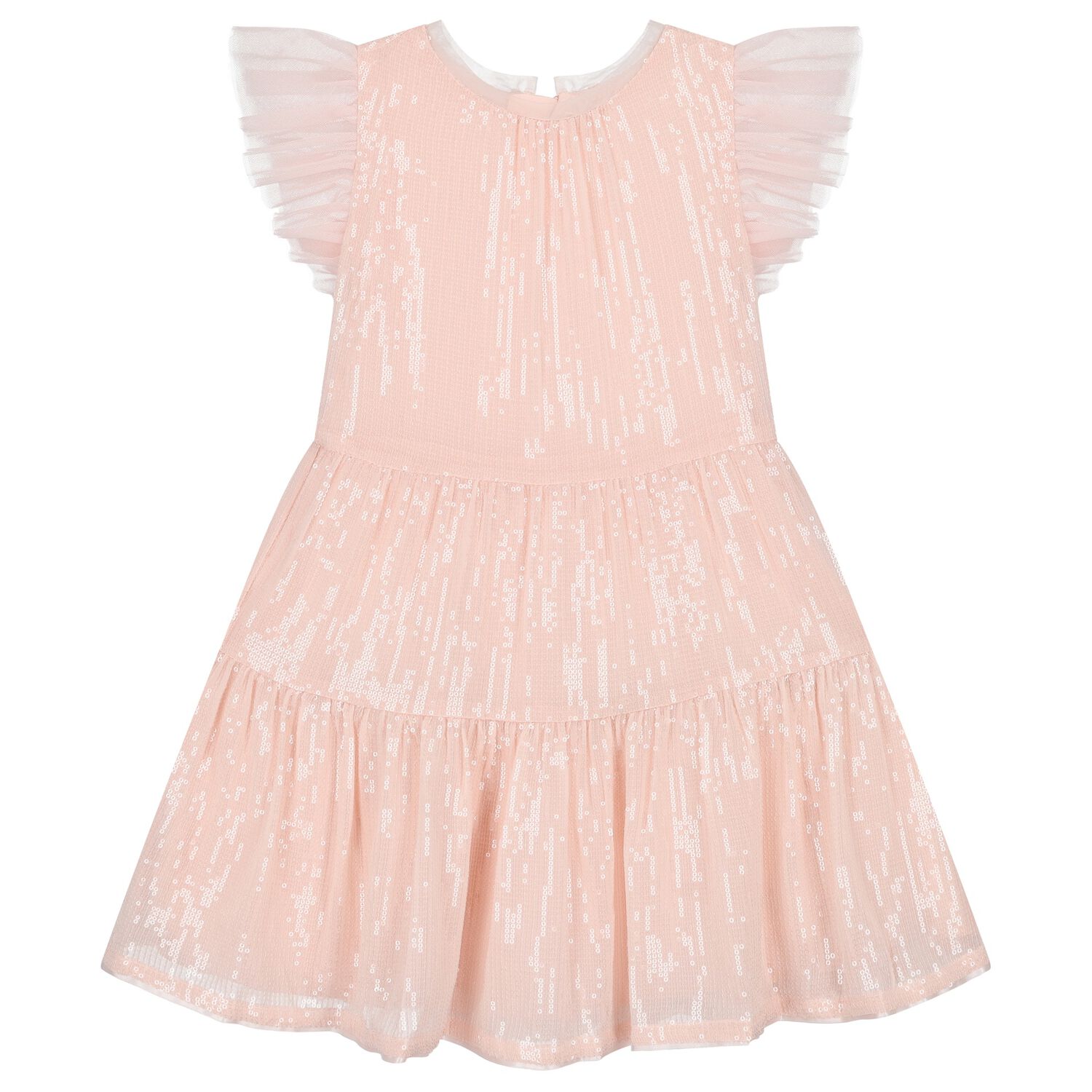Girls Pink Chiffon Sequin Dress, 1, hi-res image number null