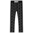 Girls Black Logo Leggings, 1, hi-res