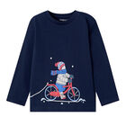 Younger Boys Navy Graphic Long Sleeve Top, 1, hi-res