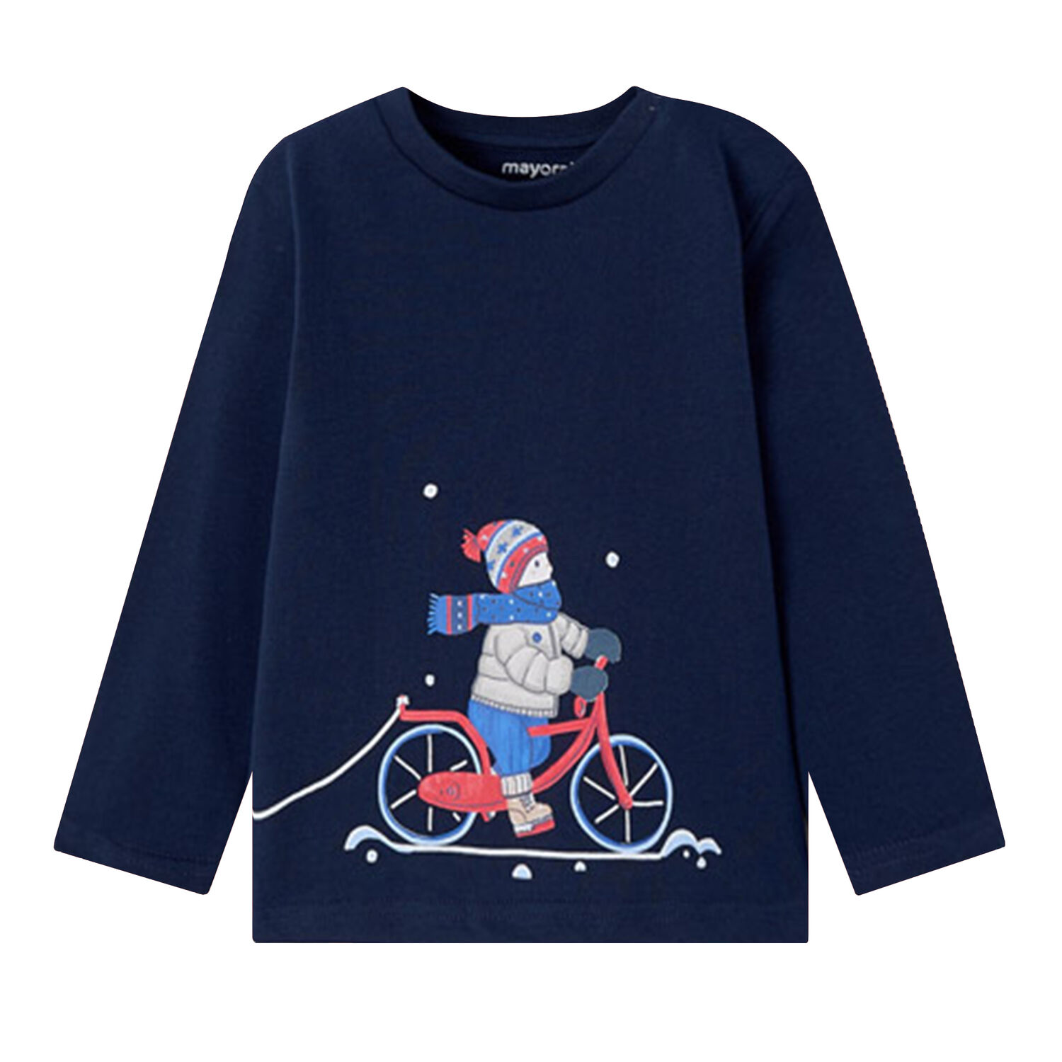 Younger Boys Navy Graphic Long Sleeve Top, 1, hi-res image number null
