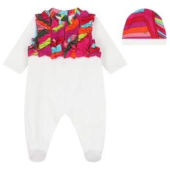 Baby Girls White & Pink Iride Babygrow Gift Set