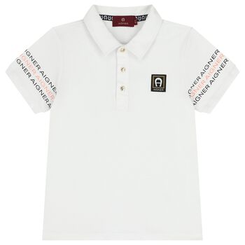 Boys White Logo Polo Shirt