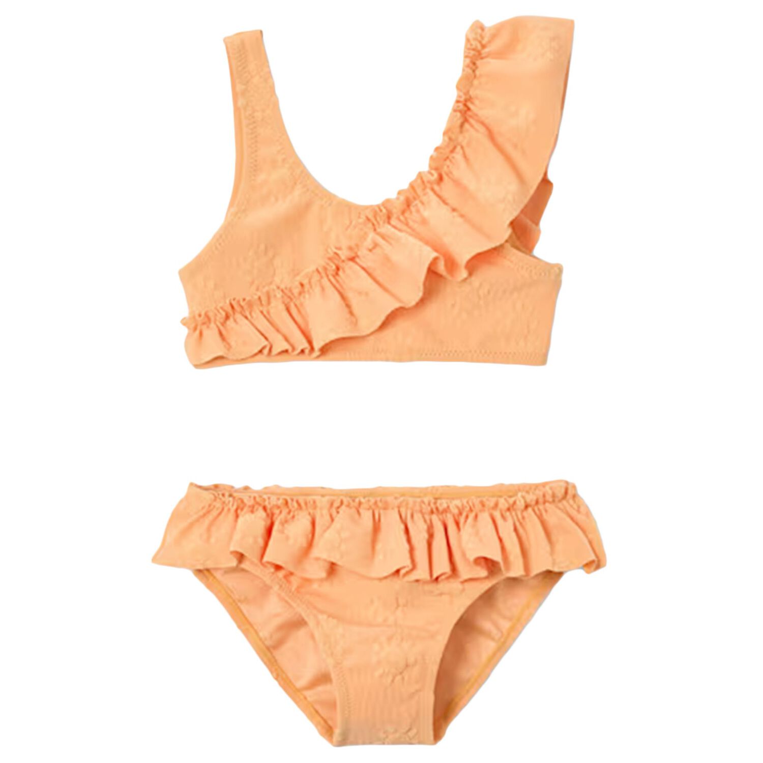 Girls Orange Ruffled Bikini, 1, hi-res