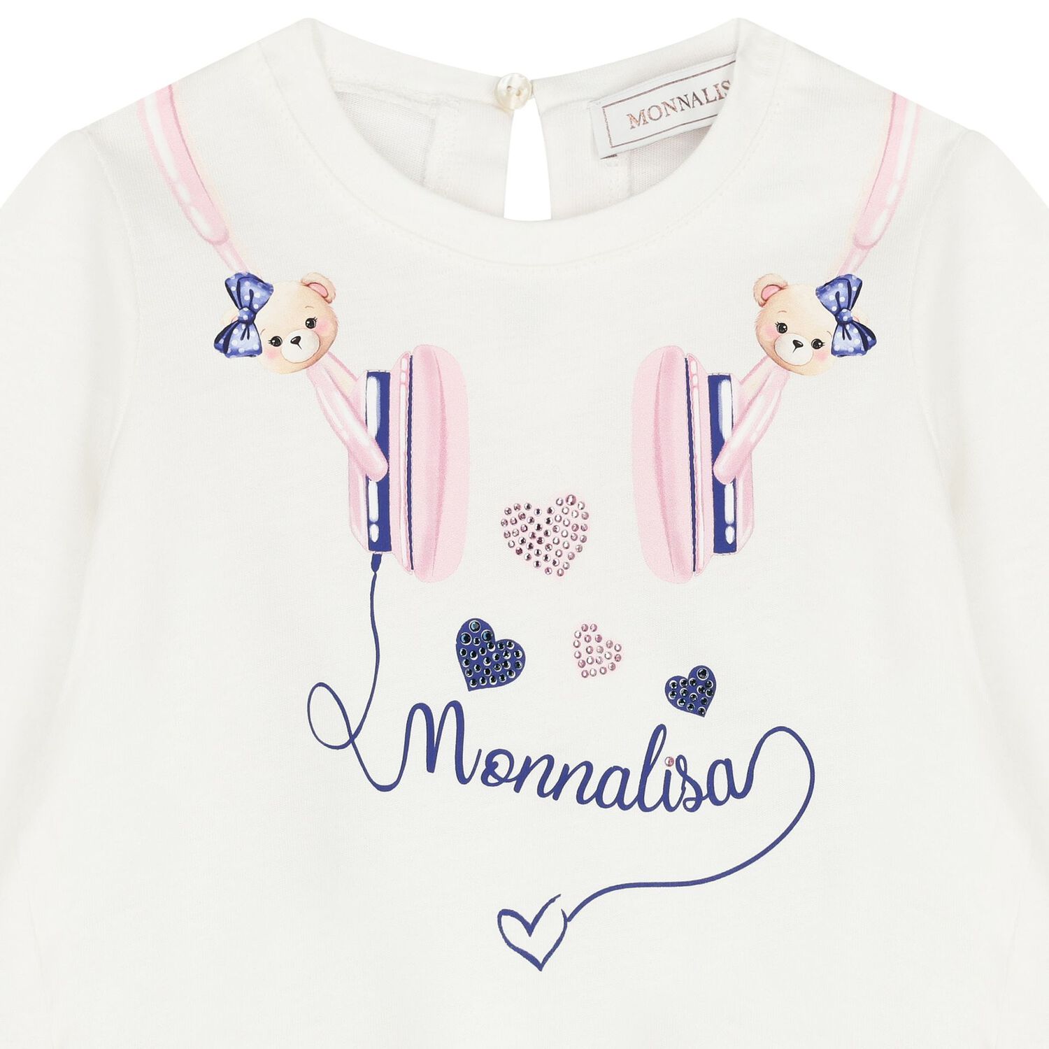 Younger Girls Ivory & Pink Headphones Leggings Set, 1, hi-res