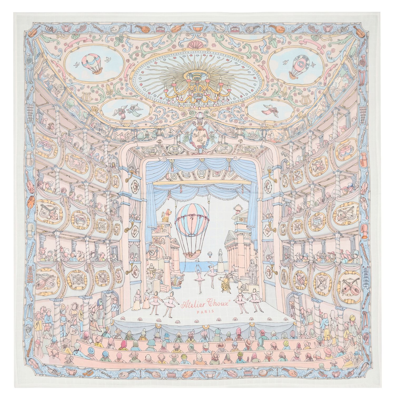 Ivory & Blue Ballet de Paris Baby Carr&eacute; Swaddle Blanket, 1, hi-res