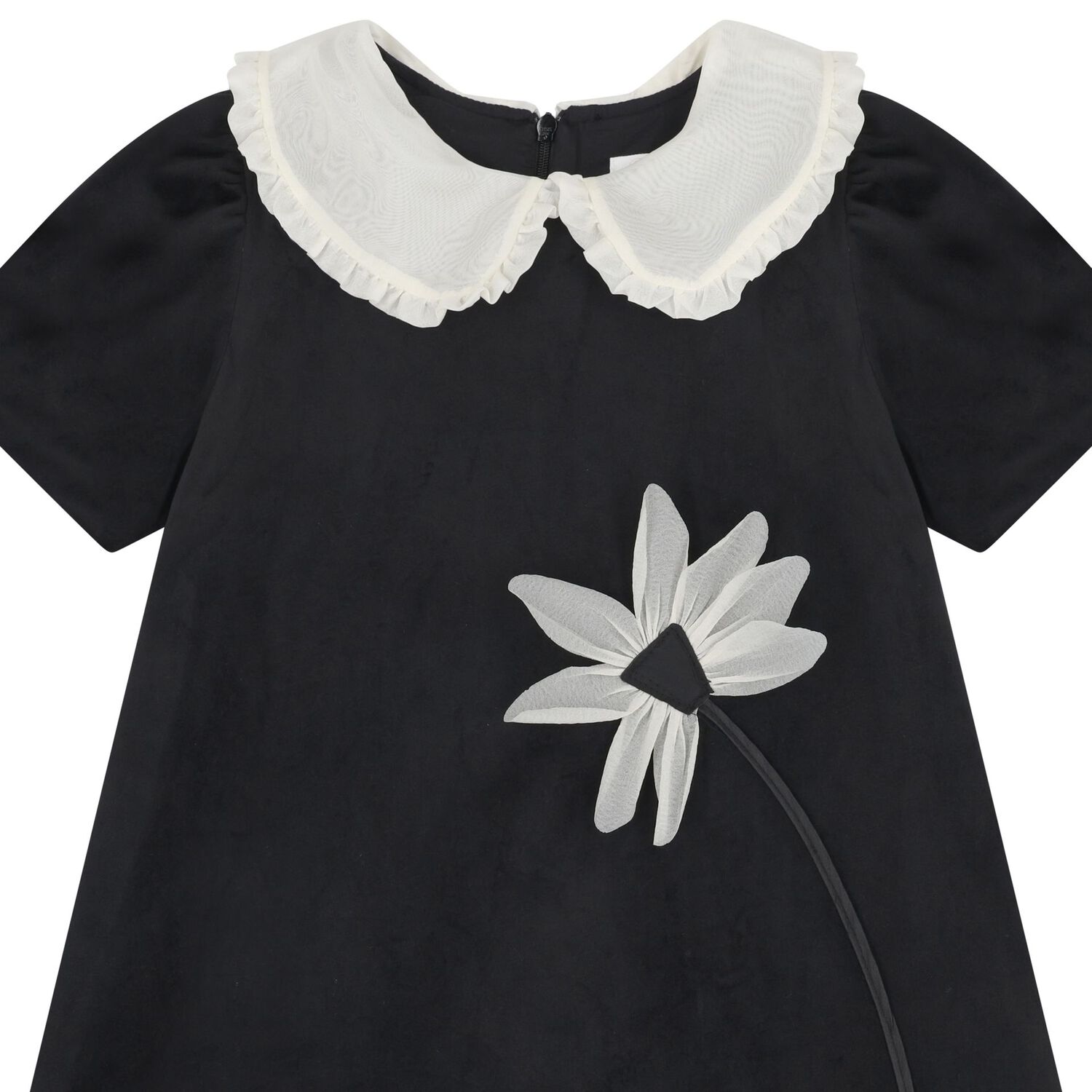 Girls Black & Ivory Floral Dress, 1, hi-res