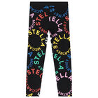 Girls Black Logo Leggings, 1, hi-res
