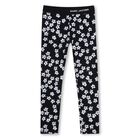 Girls Black Floral Logo Leggings, 1, hi-res