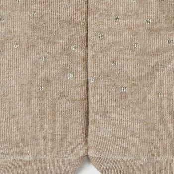 Younger Girls Beige & Gold Heart Tights