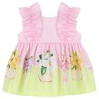 Baby Gilrs Pink & Green Ruffled Floral Dress Set, 1, hi-res