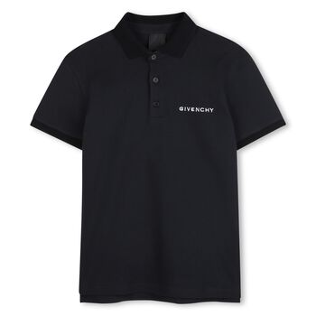 Boys Black logo Polo Shirt