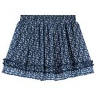 Girls Navy Blue Chiffon Skirt Set, 2, hi-res