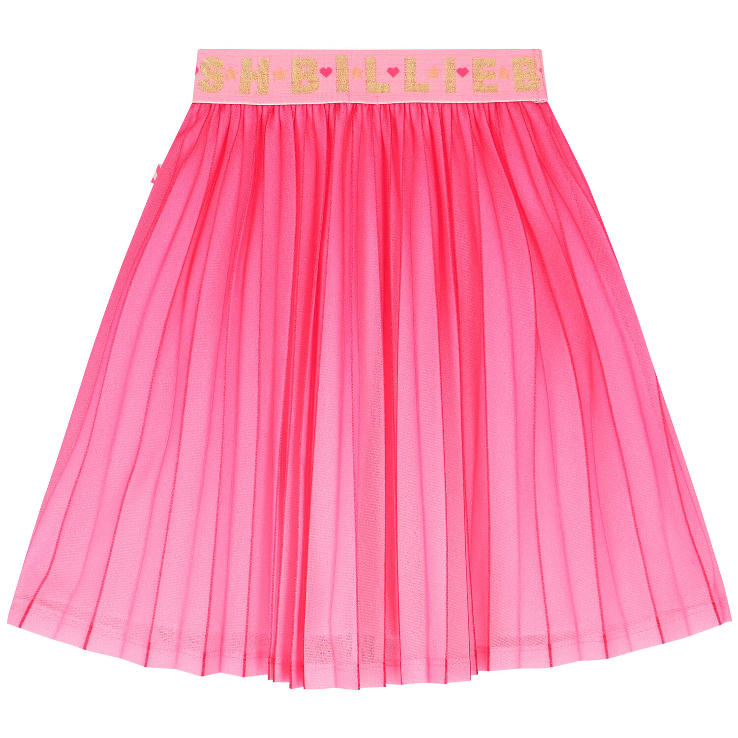 Girls Pink Glitters Pleated Logo Skirt, 1, hi-res