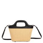 Girls Beige & Black Straw Handbag, 1, hi-res