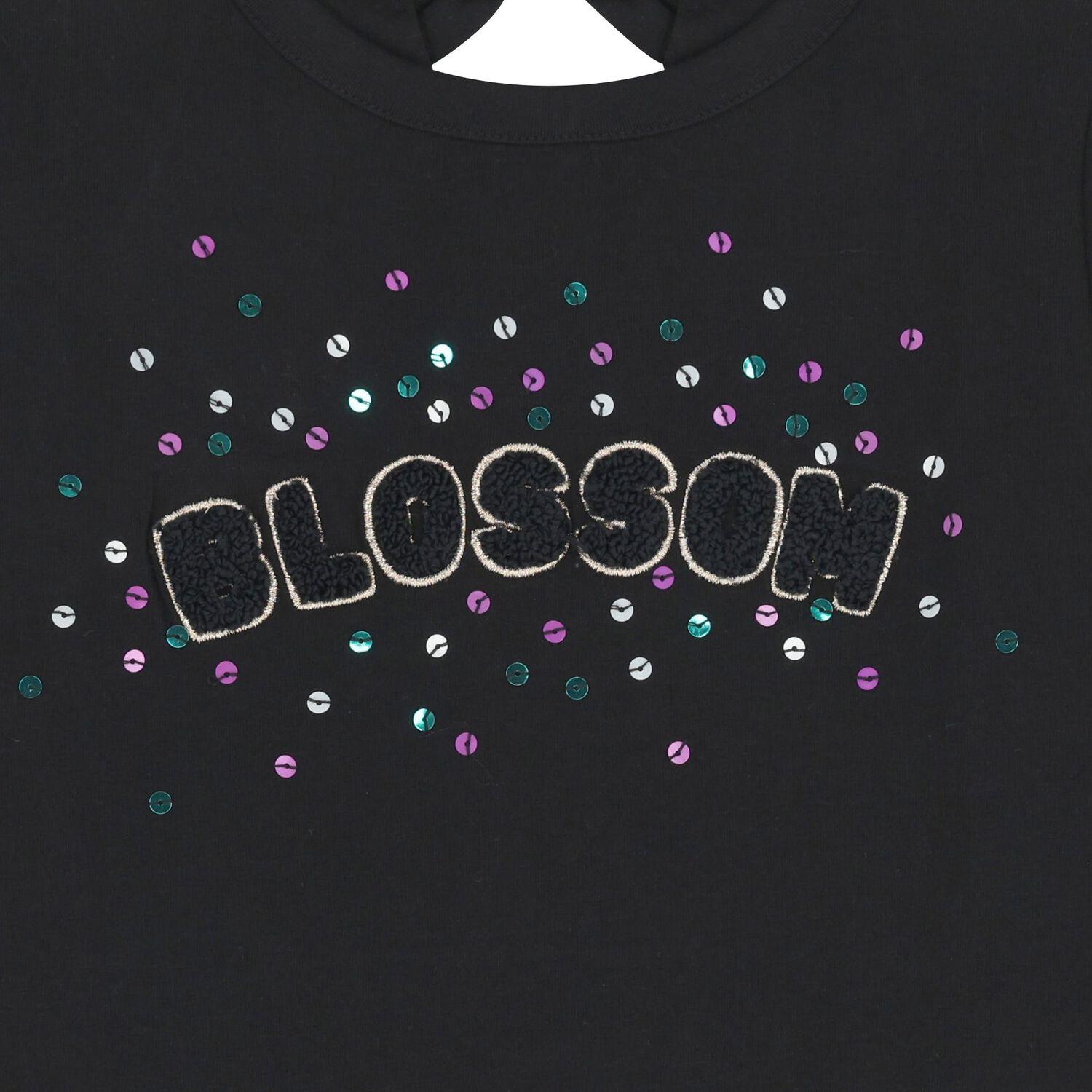 Girls Black Sequin Long Sleeve Top, 1, hi-res