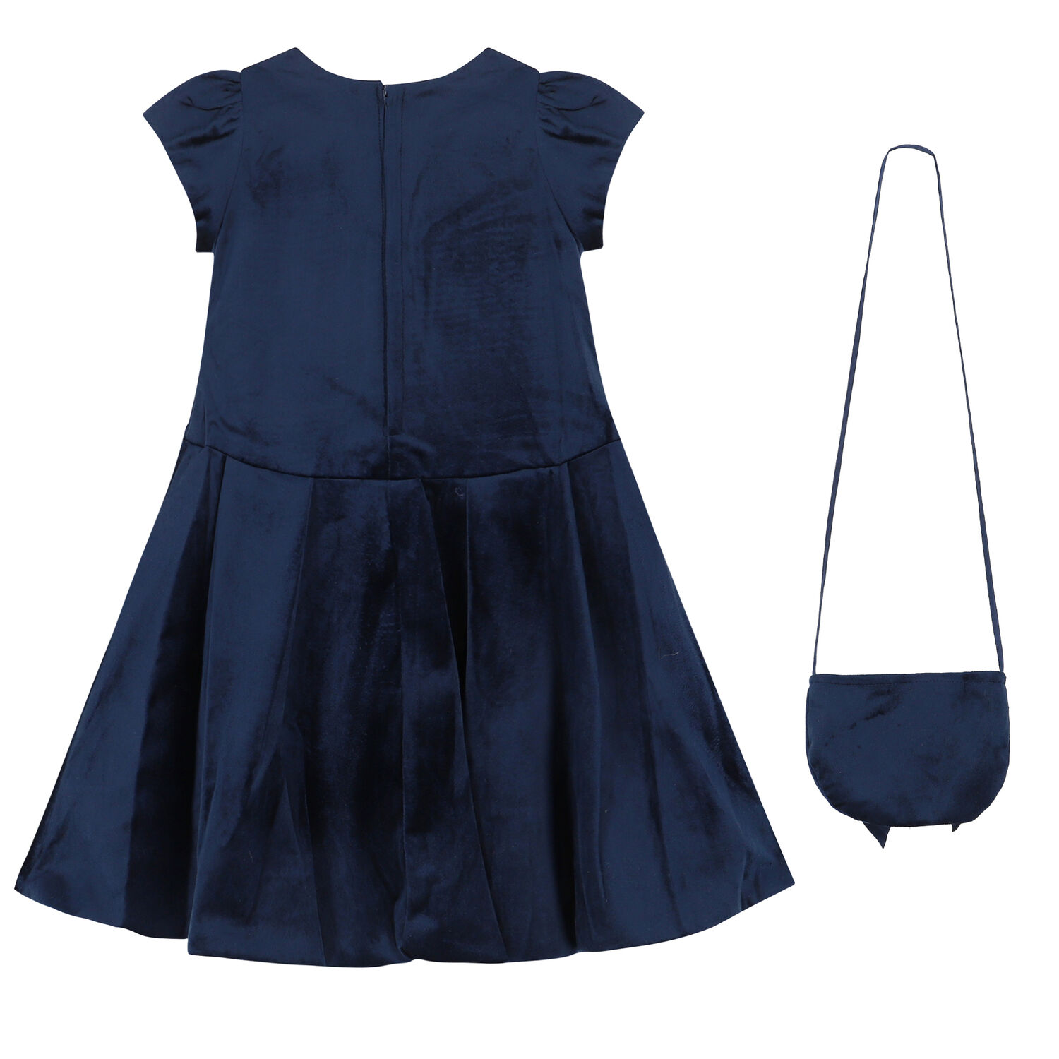 Girls Navy Bow Dress & Bag Set, 1, hi-res image number null