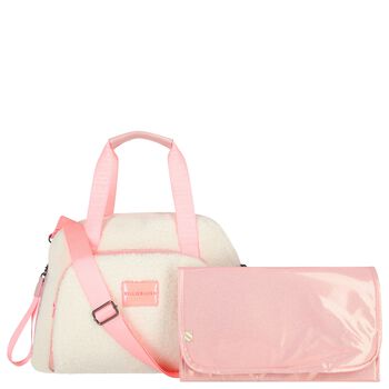 Baby Girls Ivory & Pink Sherpa Fleece Changing Bag
