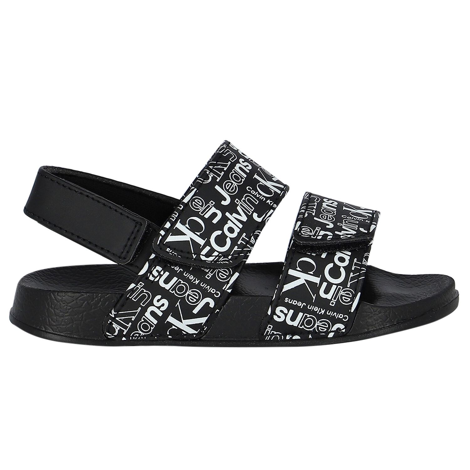 Black Logo Sandals, 1, hi-res