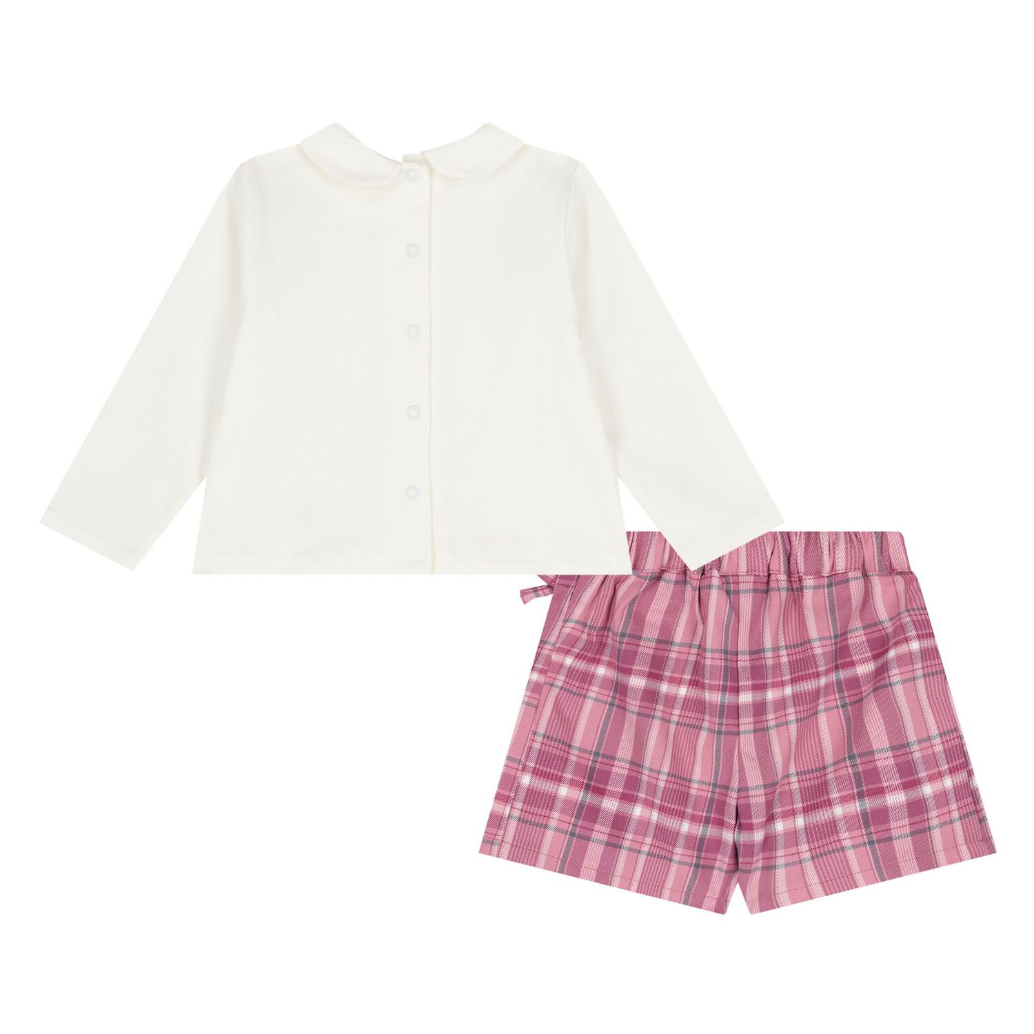 Younger Girls Ivory & Pink Shorts Set, 1, hi-res