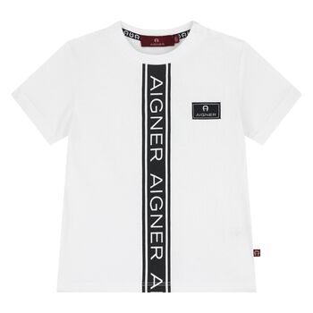 Younger Boys White Logo T-Shirt