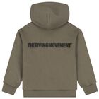 Beige Logo Oversized Hooded Zip Up Top, 2, hi-res