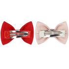 Girls Red & Pink Bow Hair Clips ( 2 Pack ), 1, hi-res