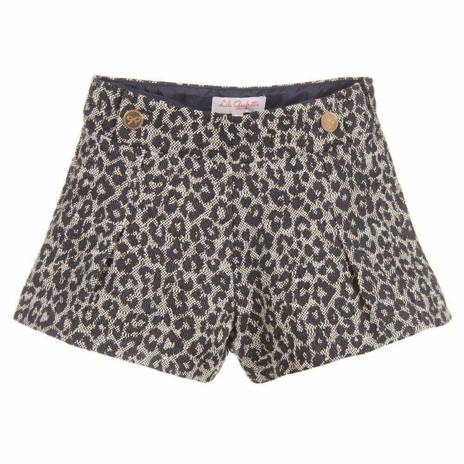Girls Navy & Gold Jacquard Shorts, 1, hi-res image number null