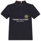 Boys Navy Logo Polo Shirt, 1, hi-res