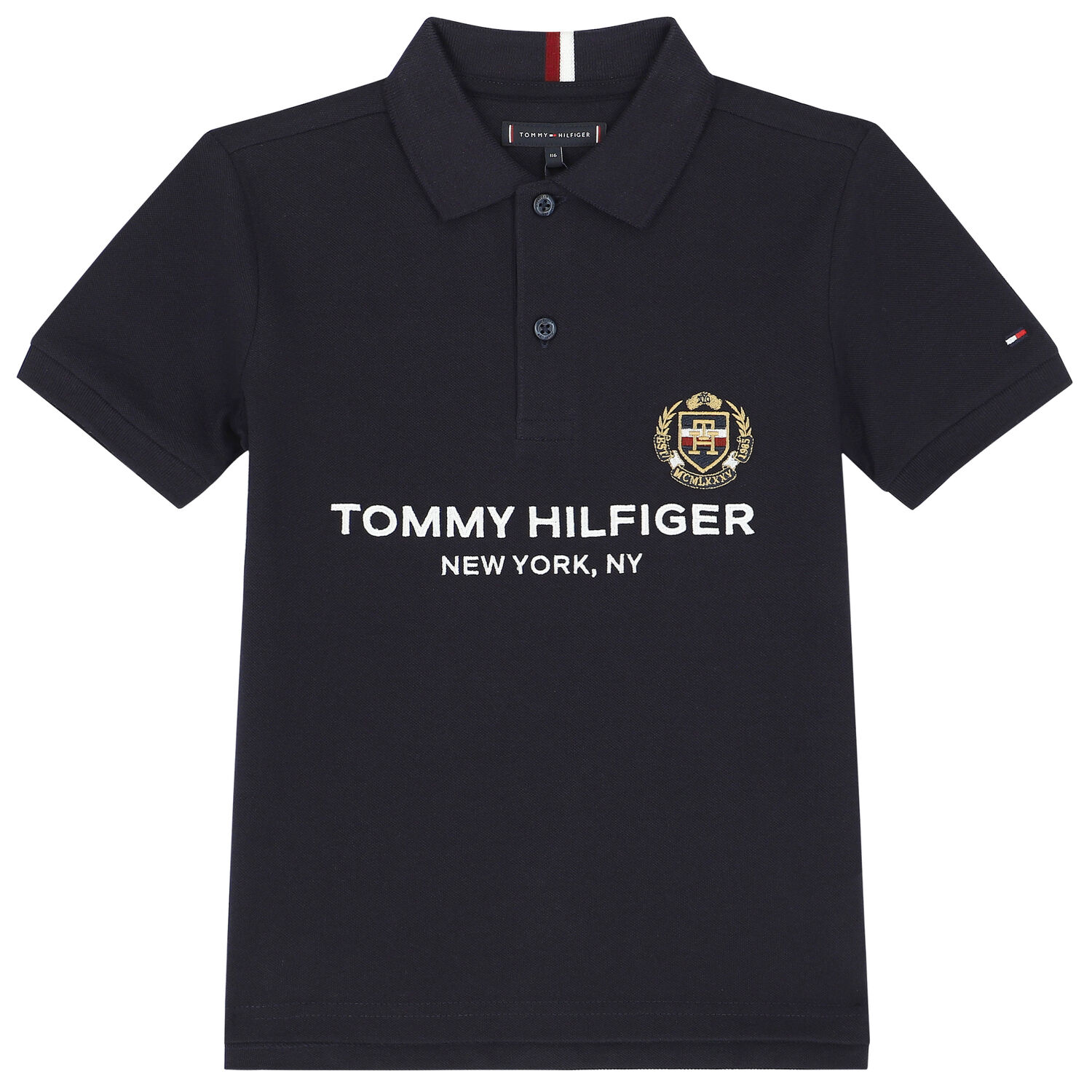 Boys Navy Logo Polo Shirt, 1, hi-res