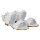 Girls White Bow Sandals, 1, hi-res