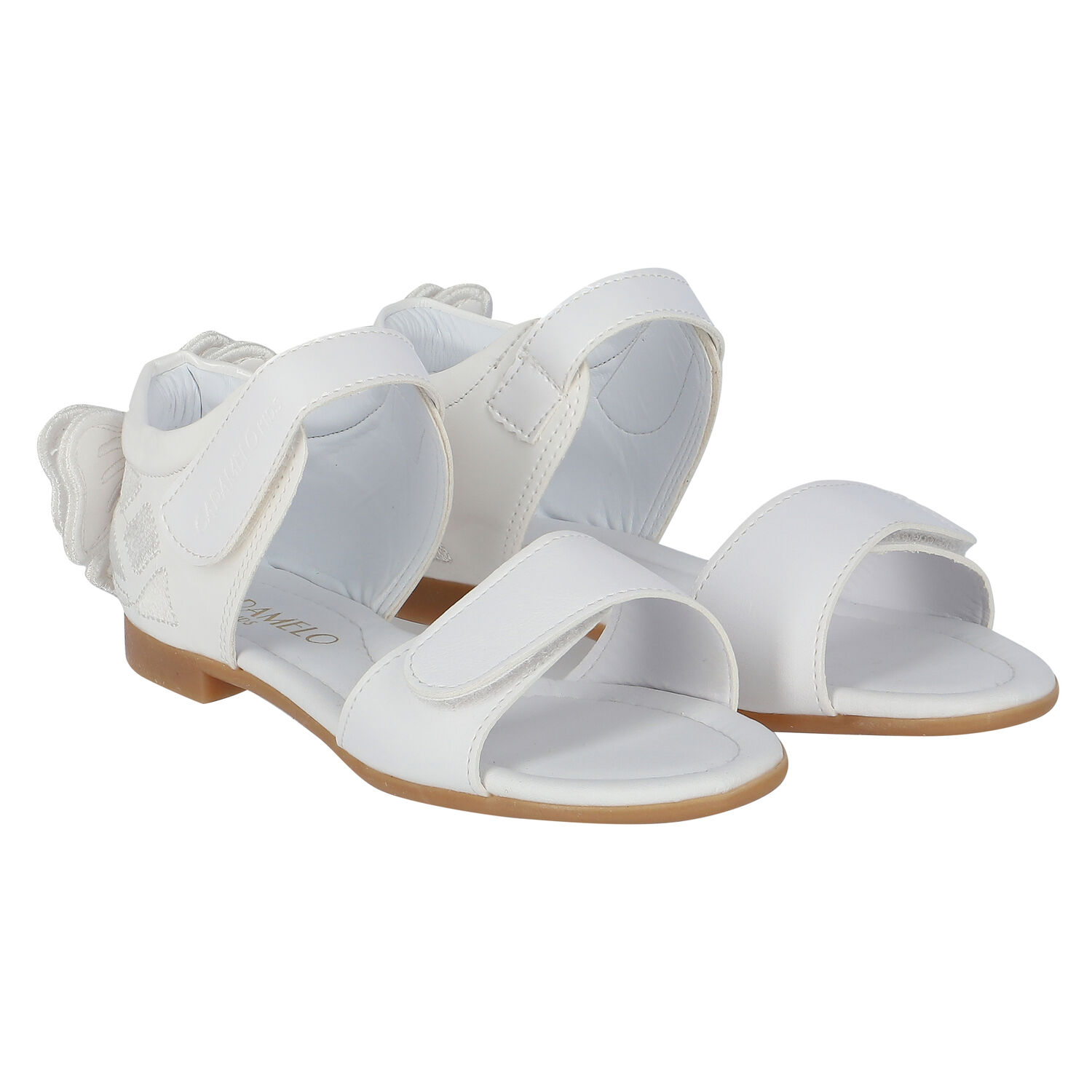 Girls White Bow Sandals, 1, hi-res