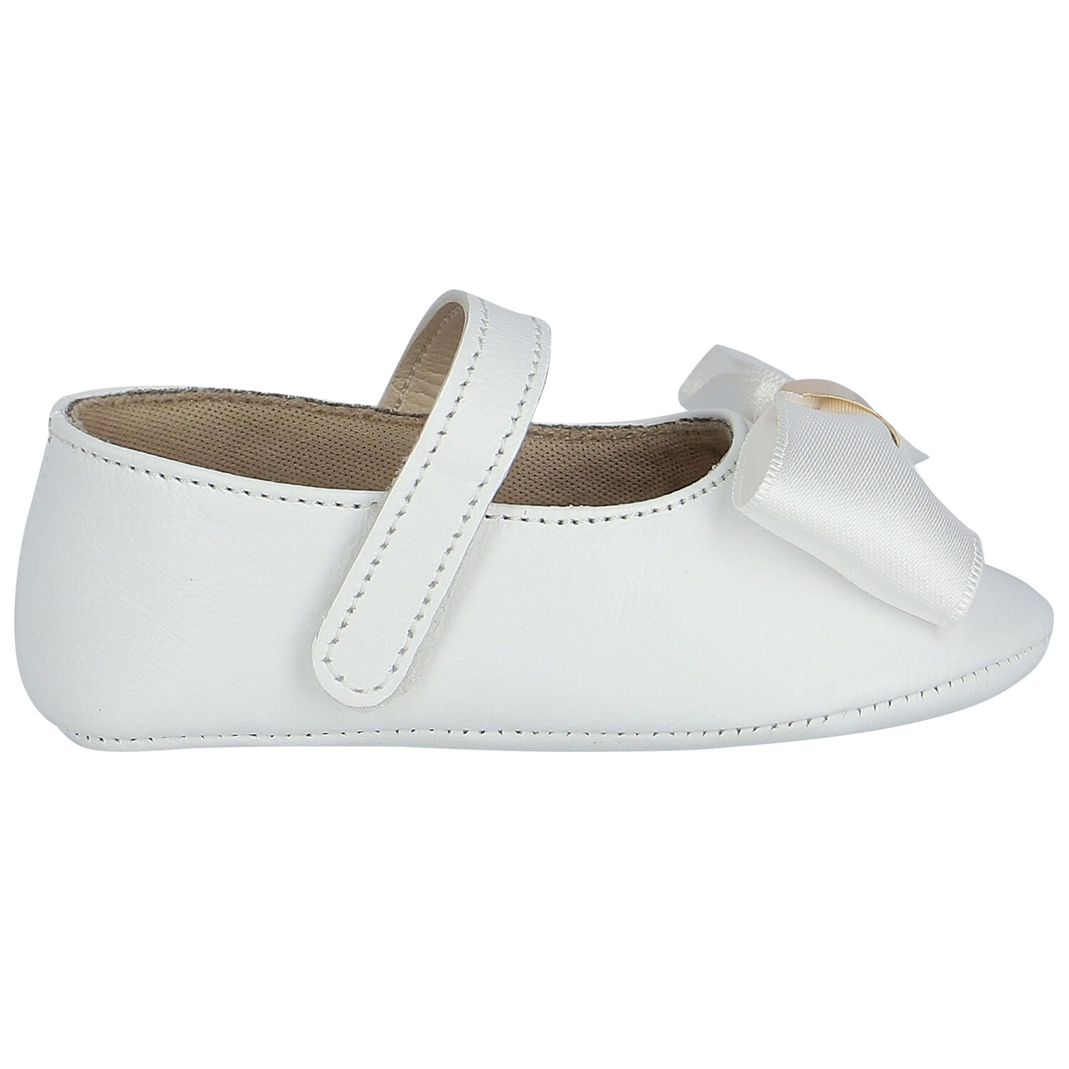 Baby Girls White Bow Shoes, 1, hi-res