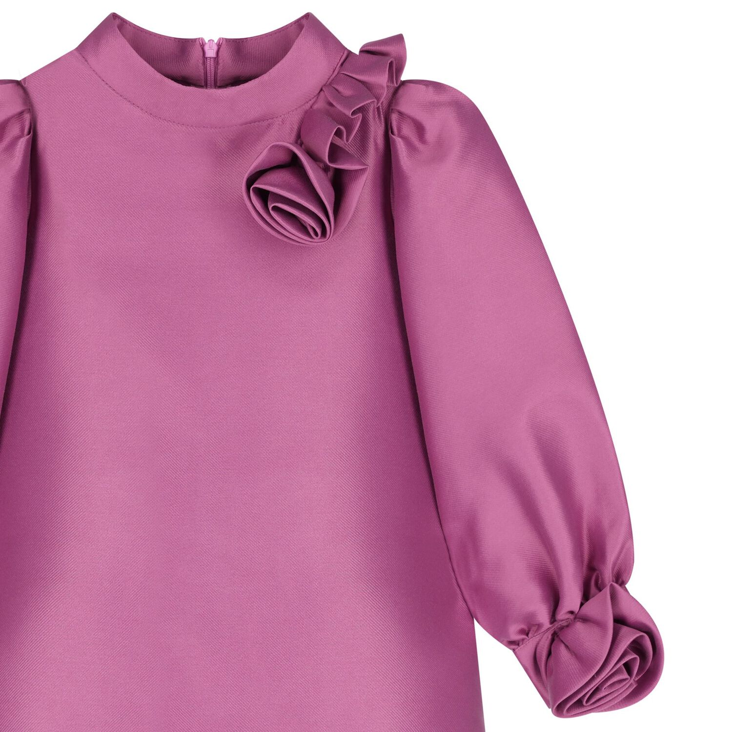 Girls Pink Flowers Satin Dress, 1, hi-res image number null