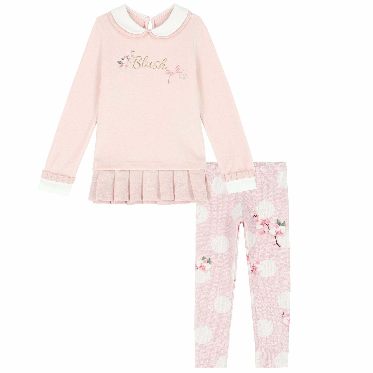 Girls Pink Printed Leggings Set, 1, hi-res