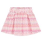 Girls White & Pink Zig Zag Skirt, 1, hi-res