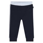 Baby Boys Navy Blue & White Logo Tracksuit Set, 2, hi-res