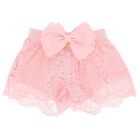 Girls Pink Lace Shorts, 3, hi-res