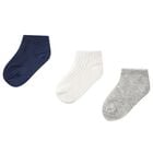 Younger Boys Grey, Navy Blue & White Socks (3 Pack), 1, hi-res
