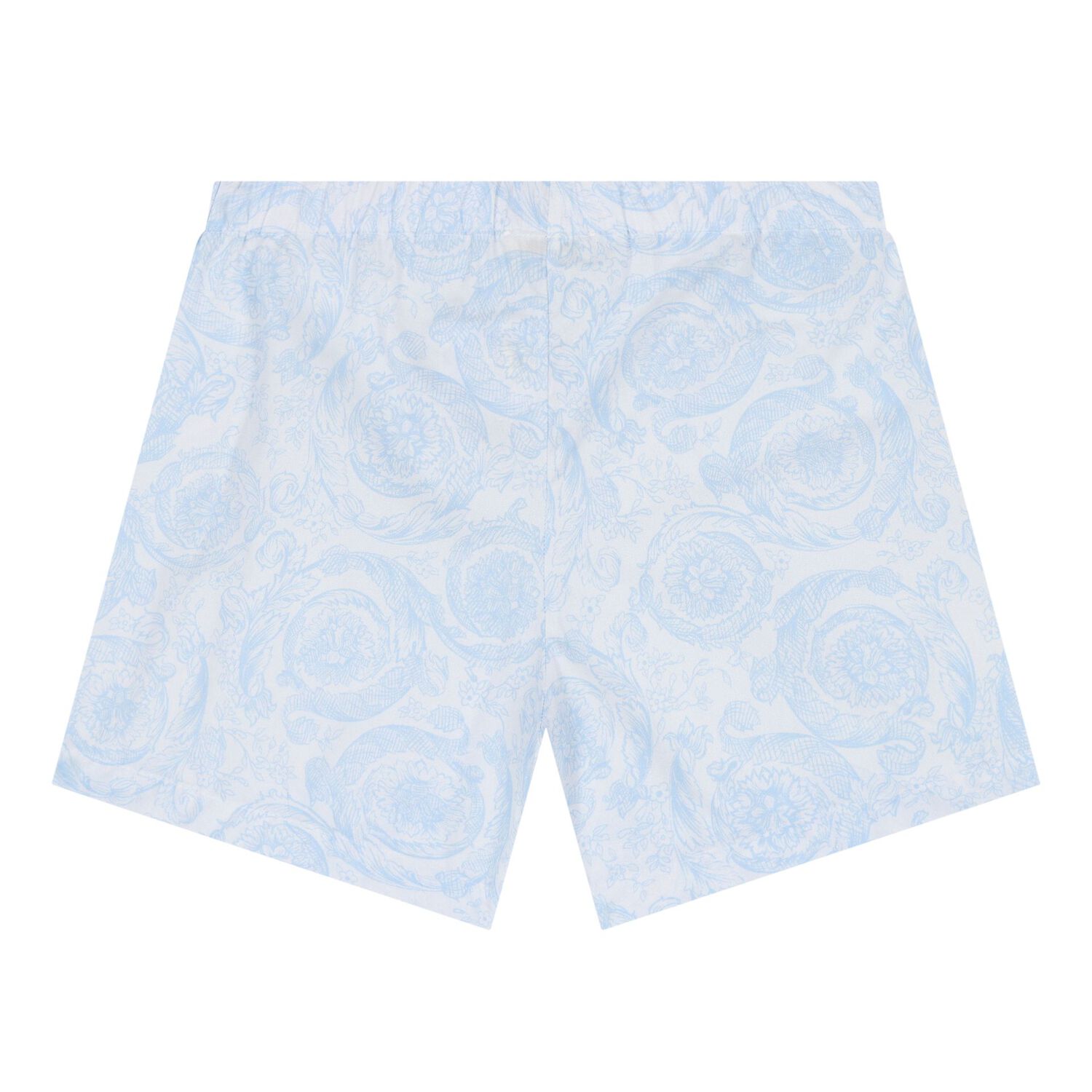 Baby Boys White & Blue Barocco Shorts Set, 1, hi-res