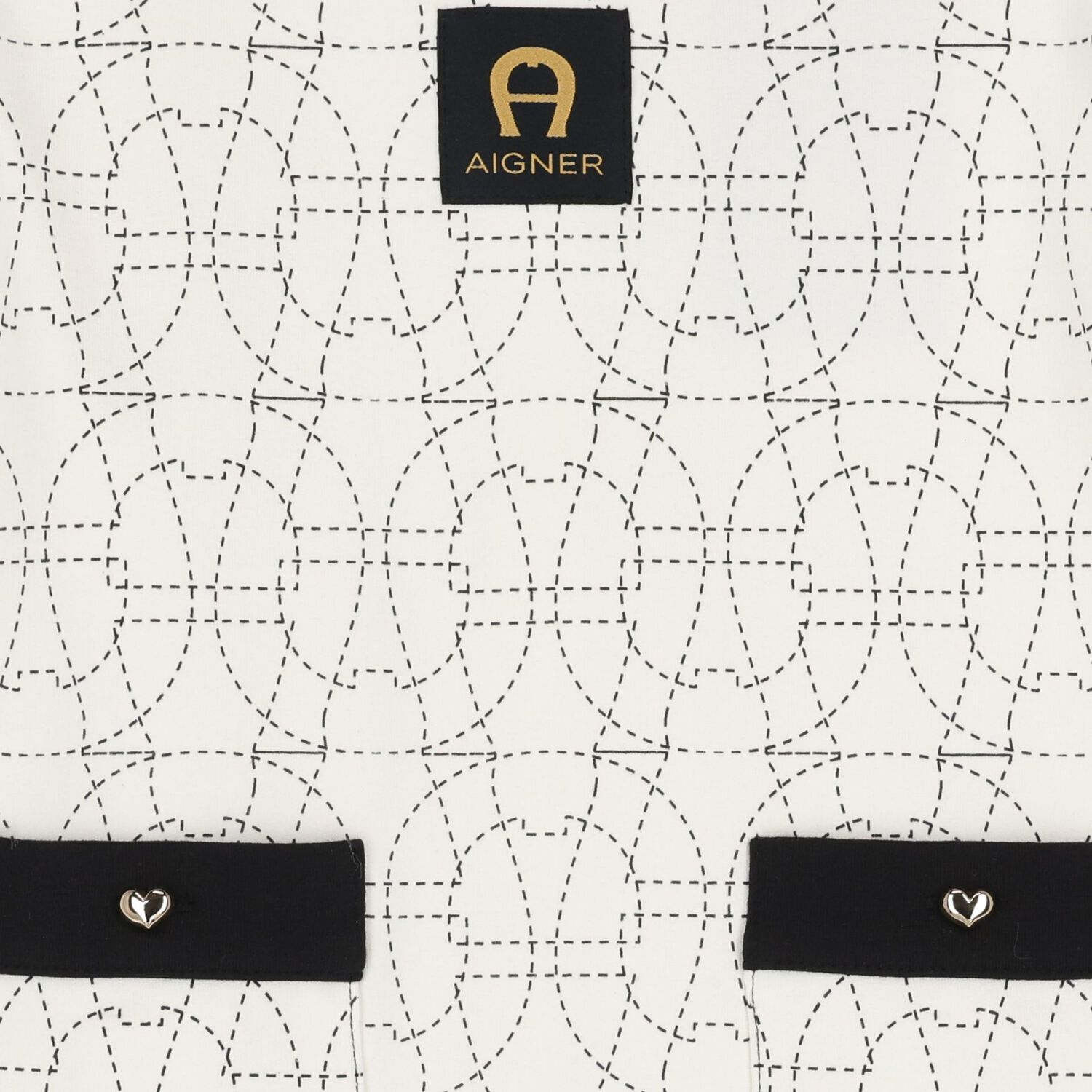 Girls Ivory & Black Logo Dress, 1, hi-res